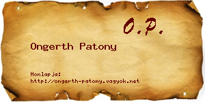 Ongerth Patony névjegykártya